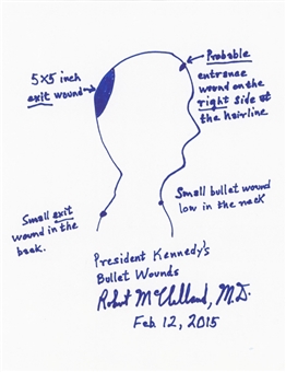 2015 Robert McClelland Hand Drawn Diagram of JFK Bullet Wound - By Doctor Who Assisted in Emergency Surgery After Shooting (JSA)